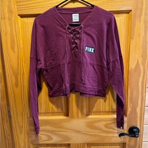 PINK Victoria's Secret Lace-Up Maroon Top